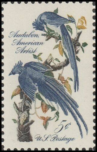 1963 John James Audubon Columbia Jays Single 5c Postage Stamp - MNH, OG - Sc# 1241 - CX208
