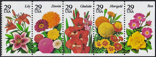 1994 Lily & Other Garden Flowers Stamp Booklet Pane Of 5 29c Postage Stamps - MNH, OG - Scott 2829-2833 - CX399a