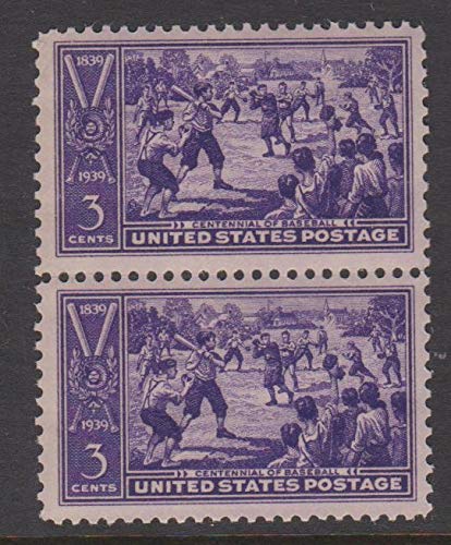 1939 Baseball Centennial Block of 2 3c Postage Stamps  - Sc# 855 - MNH,OG