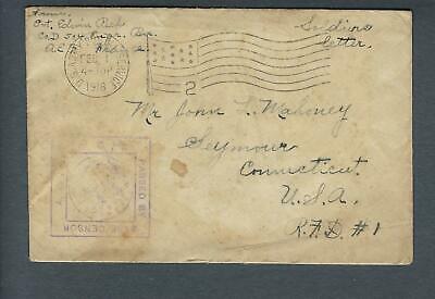 VEGAS - 1918 Soldier's Letter From France to USA - Edwin Peck, Seymour, CT-FK140