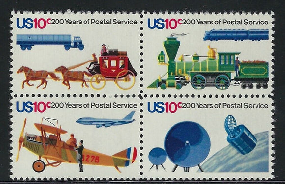 1975 - Postal Service Bicentennial Block of 4 10c Postage Stamps - Sc# -1572-1575 - MNH, OG - CX669