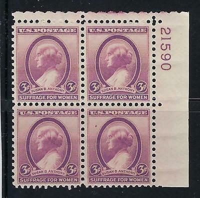 1936 Susan B Anthony Plate Block 4 6c Postage Stamps - Scott 784 - MNH, OG - CR81