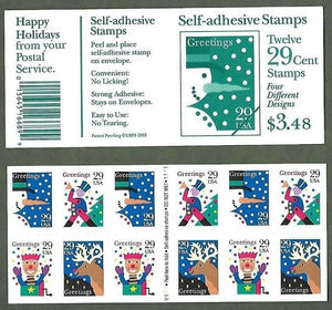 1993 Christmas Booklet Pane Of 12 29c Postage Stamps - MNH, OG - Sc# 2802