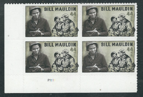 2010 Bill Mauldin Plate Block of 4 44c Postage Stamps - MNH, OG - Scott 4445