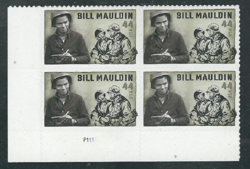 2010 Bill Mauldin Plate Block of 4 44c Postage Stamps - MNH, OG - Sc# 4445