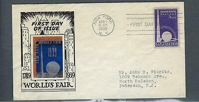 VEGAS - 1939 New York World's Fair First Day Cover Nice Cache - Scott 853 - FG130