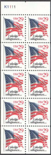 1993 - I Pledge Allegiance... Booklet Pane of 10 29c Postage Stamps - Scott 2594 - MNH, OG - CX643