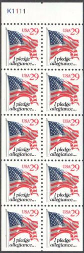 1993 - I Pledge Allegiance... Booklet Pane of 10 29c Postage Stamps - Sc# 2594 - MNH, OG - CX643