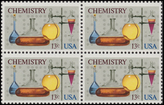 1976 Chemistry Plate Block of 4 13c Postage Stamps - MNH, OG - Scott 1685
