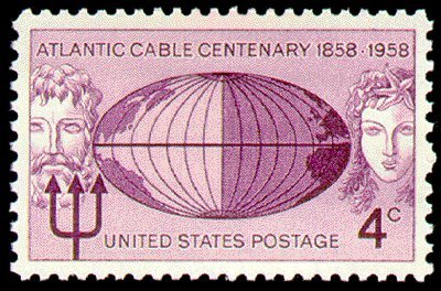 1958 Atlantic Cable Centenary Single 4c  Postage Stamp  - Scott1112  -  MNH,OG