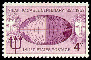 1958 Atlantic Cable Centenary Single 4c  Postage Stamp  - Sc#1112  -  MNH,OG