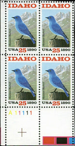1990 Idaho Statehood, 100th Anniv. Plate Block of 4 25c Postage Stamps - MNH, OG - Sc# 2439