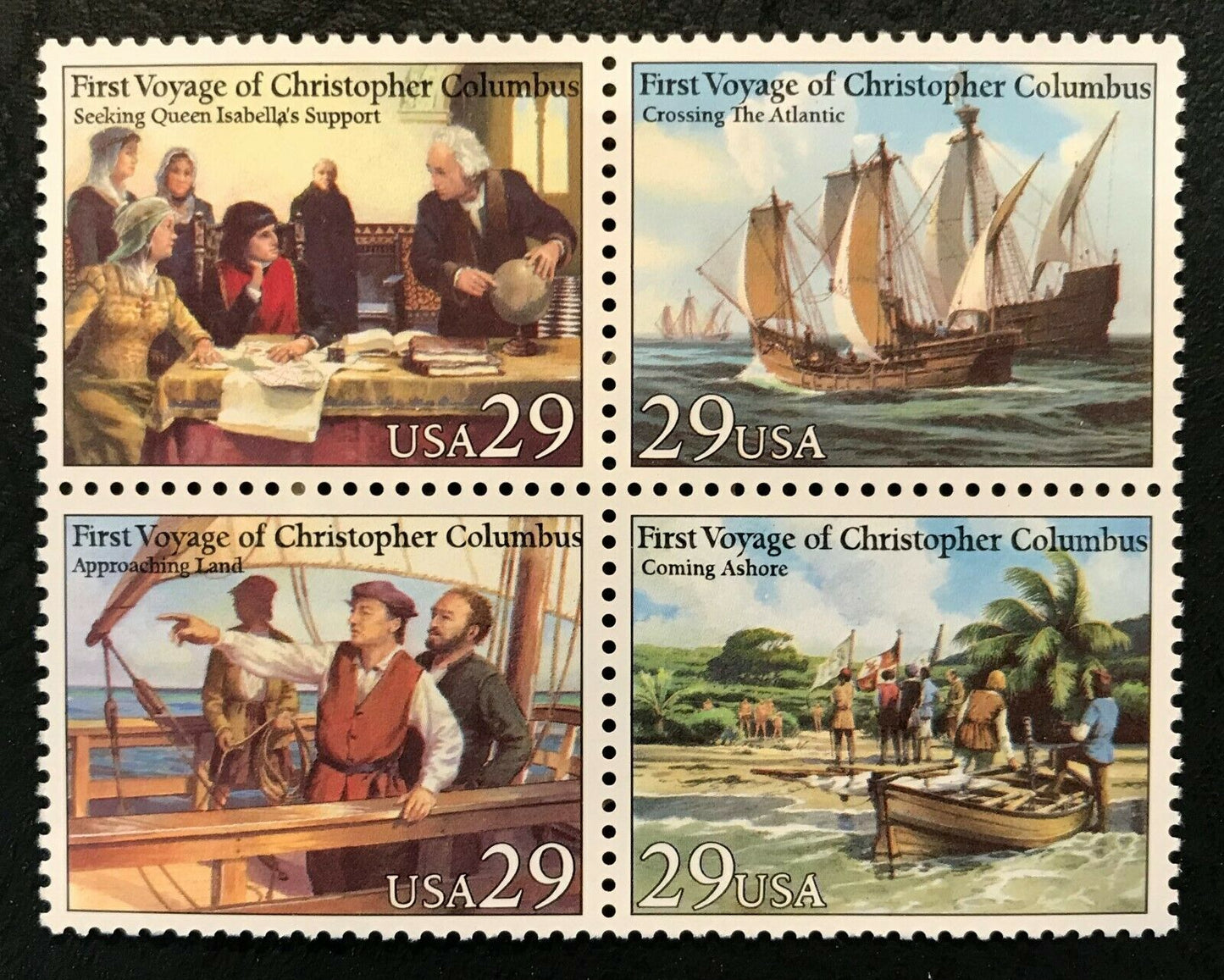 1992 First Voyage Of Christopher Columbus Block Of 4 29C Postage Stamps Scott 2620-2623 - MNH (CT42)
