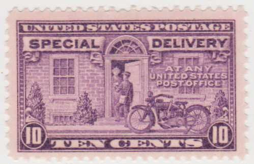 1927  Motorcycle Delivery Special Delivery Single 10c Postage Stamp - Scott E15 -  MNH,OG