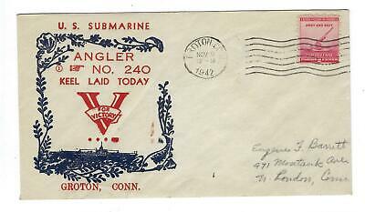 VEGAS - 1942 Submarine USS Angler Keel Laid Cover - Groton, CT - FF129