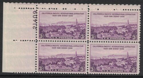 1935 California Pacific International Expo Plate Block of 4 3c Postage Stamps - MNH, OG - Scott 773