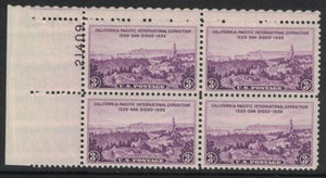 1935 California Pacific International Expo Plate Block of 4 3c Postage Stamps - MNH, OG - Sc# 773