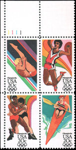 1984 Summer Olympics Plate Block Of 4 20c Postage Stamps - Sc# 2082-2085 - MNH, OG - CW226a