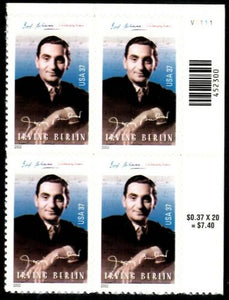 2002 Irving Berlin Plate Block of 4 37c Postage Stamps - MNH, OG - Sc# 3669