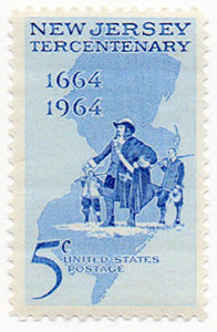 1964 New Jersey Statehood Single 5c  Postage Stamp  - Sc#1247 -  MNH,OG