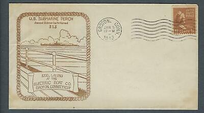 VEGAS - 1943 Submarine USS Perch Keel Laid Spader Cover - Groton - FJ111