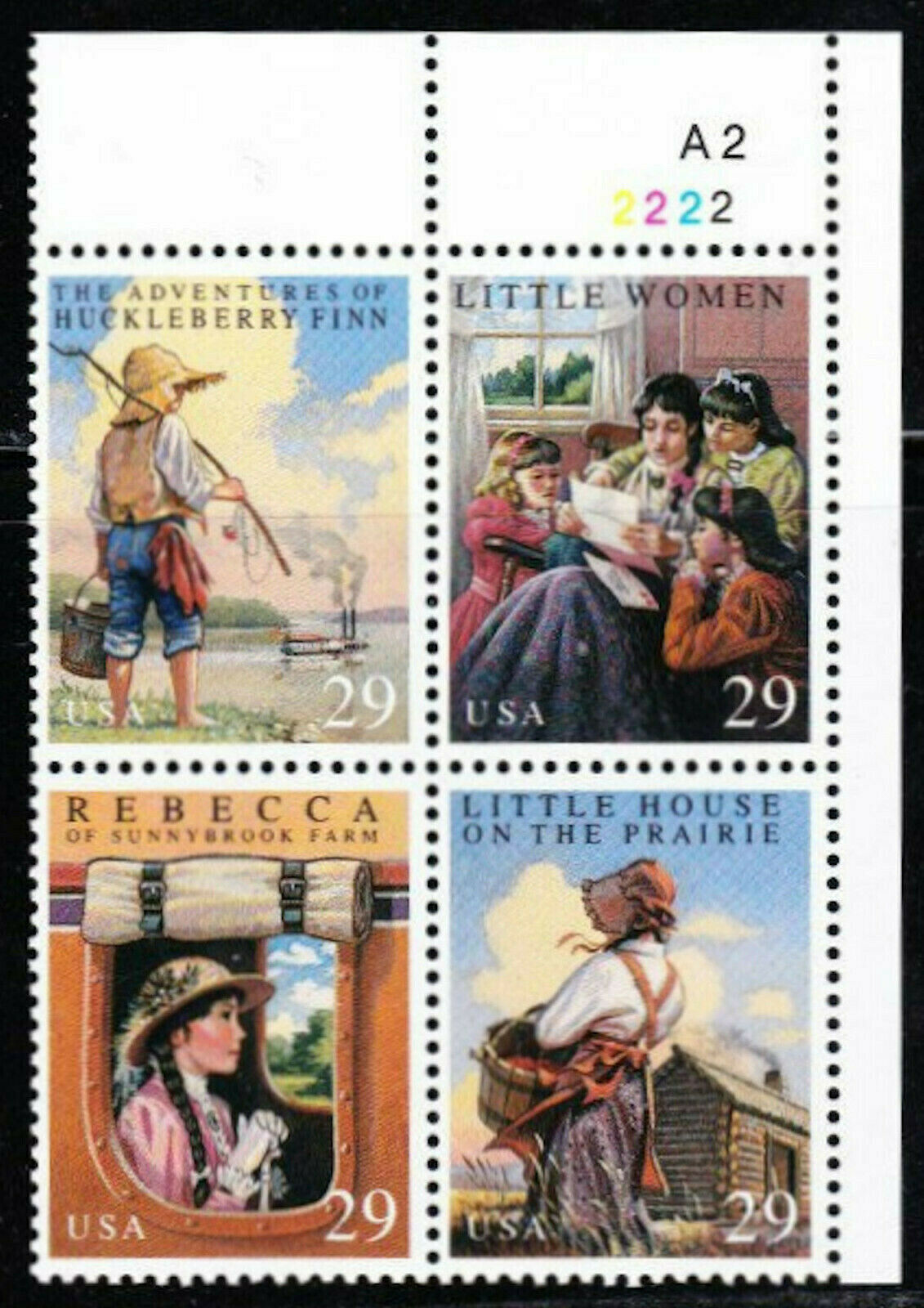 1993 Children's Classic Novels Plate Block Of 4 29c Postage Stamps Scott 2785-2788 - CW376b