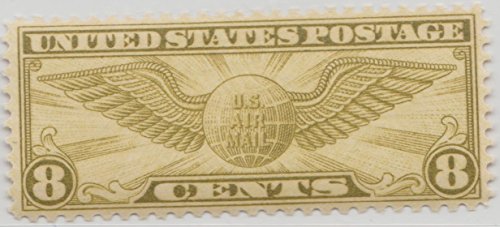 U.S. Transatlantic Single 8c Airmail Postage Stamp - Globe And Wings- Scott C17 -  MNH,OG