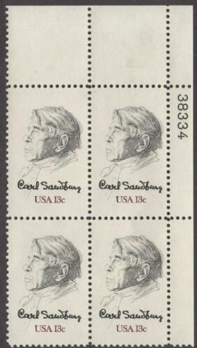 1978 Carl Sandburg Plate Block Of 4 13c Postage Stamps - MNH, OG - Scott 1731 - CX337