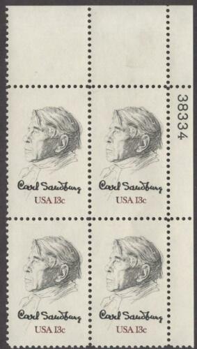 1978 Carl Sandburg Plate Block Of 4 13c Postage Stamps - MNH, OG - Sc# 1731 - CX337