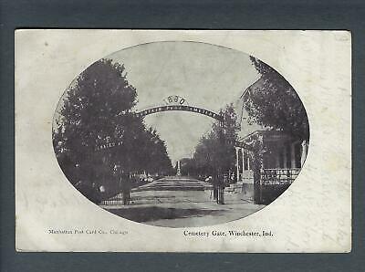 VEGAS - 1909 Photo Postcard Cemetery Gate - Winchester, Indiana - FD322