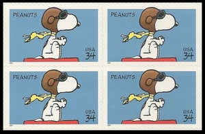 2001 Peanuts Comic Strip Snoopy Block of 4 34c Postage Stamps - Sc# 3507 - MNH, OG - CX68