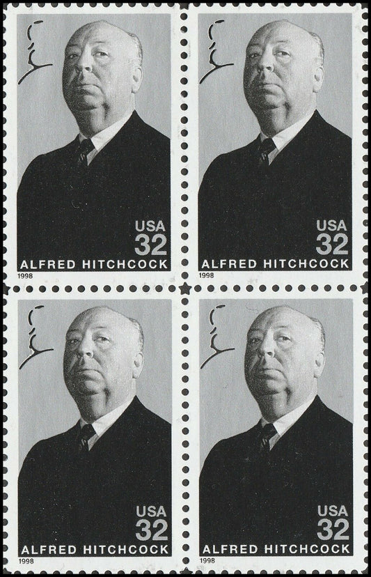 1998 Alfred Hitchcock Block of 4 32c Postage Stamps- Scott - 3226 - MNH, OG - CX690