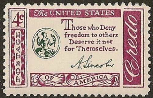 1960 A Lincoln Credo Single 4c Postage Stamp - MNH, OG - Scott 1143
