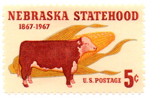 1967 Nebraska Statehood Single 5c Postage Stamp  - Scott 1328  -  MNH,OG