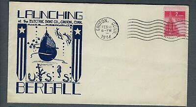 VEGAS - 1944 Submarine USS Bergall Launch Herald Cover - Groton - FH110