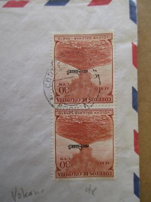 1961? Columbia To USA Airmail Cover With Airmail Overprint Stamp Pair (XX112)