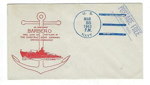 VEGAS - 1943 Submarine USS Barbero Keel Laid Cover - Stampless Groton, CT -FF115