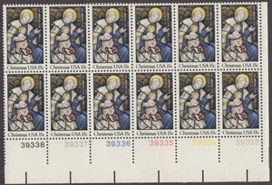 1980 Chritmas Madonna & Child Plate Block Of 12 15c Postage Stamps -Sc# 1842 - MNH, OG - CQ52a