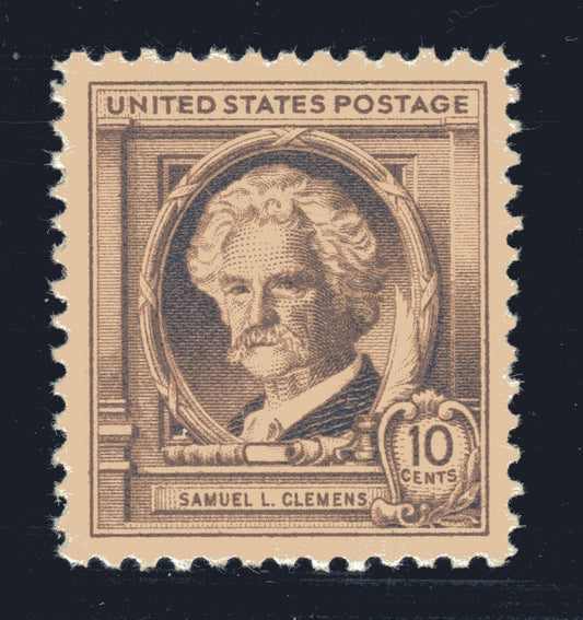 1940 Mark Twain - Samuel Clemens Single 10c Postage Stamp -  Scott 863 -  MNH,OG