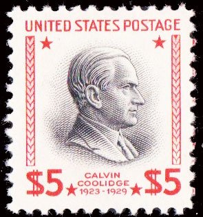 1938 President Calvin Coolidge Single $5.00 Postage Stamp  - Scott 834 - MNH,OG