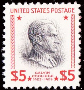 1938 President Calvin Coolidge Single $5.00 Postage Stamp  - Sc# 834 - MNH,OG