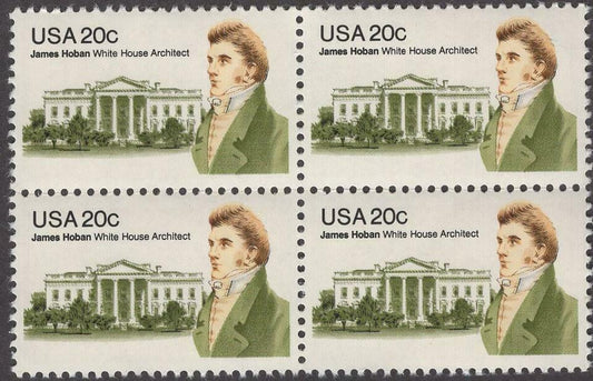 1981 James Hoban, White House Architect Block Of 4 20c Postage Stamps Scott 1936 - MNH - CW480a