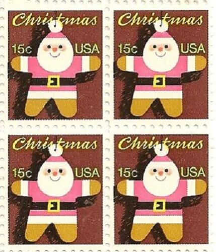 1979 Christmas Santa Claus Ornament Block of 4 15c Postage Stamps - Scott 1800 - CQ41b