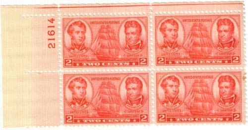 Decatur and MacDonough Navy 1937 Plate Block of 4 2c Postage Stamps - Sc# 791 MNH, OG