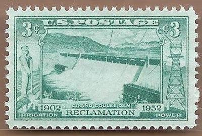 1952 Grand Coulee Dam Reclamation Single 3c Postage Stamp  - Scott 1009 -  MNH,OG