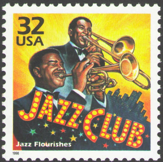 1998 Jazz Club Music Black Heritage Single 32c Postage Stamp - MNH, OG - Scott 3184k