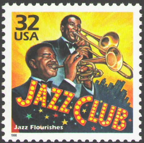 1998 Jazz Club Music Black Heritage Single 32c Postage Stamp - MNH, OG - Sc# 3184k