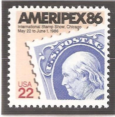 1985 Ameripex 86 Single 22c Postage Stamp  -  Scott 2145  -  MNH,OG