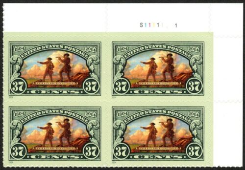 2004 Lewis & Clark Plate Block of 4 37c Postage Stamps - Sc# 3854 - MNH - CX796