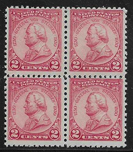 1930 General von Steuben Block of 4 2c Postage Stamps - Sc#689 - MNH,OG